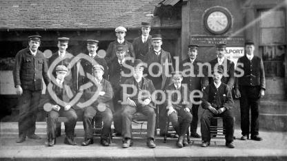 Railway staff at Dreghorn Station, c 1907 Railway staff at Dreghorn Station, c 1907