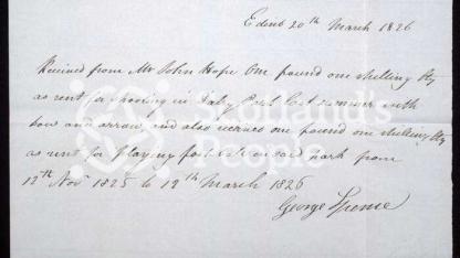 Receipt for payment for playing football in Dalry Park in Edinburgh, 1826 Receipt for payment for playing football in Dalry Park in Edinburgh, 1826