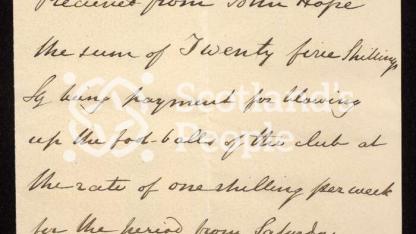 Receipt for payment for blowing up footballs, Edinburgh, 1832 Receipt for payment for blowing up footballs, Edinburgh, 1832