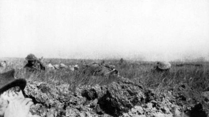 In 'No Man's Land' on the Somme, 1916