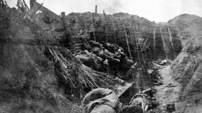 German first line trench near Montauban, Somme battlefield, 1916