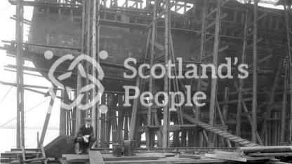 Stern of HMS Tiger under construction on the slip way Stern of HMS Tiger under construction on the slip way