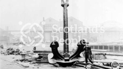 Anchor belonging to RMS Lusitania in the shipyard of John Brown & Co Ltd, Clydebank Anchor belonging to RMS Lusitania in the shipyard of John Brown & Co Ltd, Clydebank