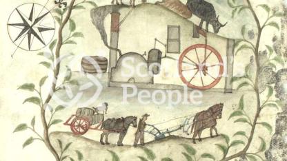 Vignette of distilling and farming, 1798 Vignette of distilling and farming, 1798