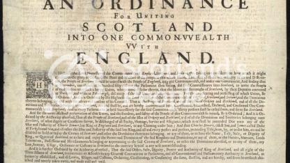 Proclamation decree by Oliver Cromwell uniting Scotland and England into one Commonwealth Proclamation decree by Oliver Cromwell uniting Scotland and England into one Commonwealth