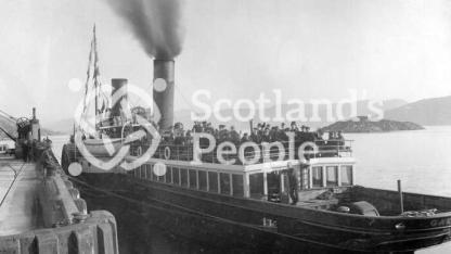 A paddle steamer at Kyle of Lochalsh pier about to sail to Skye A paddle steamer at Kyle of Lochalsh pier about to sail to Skye