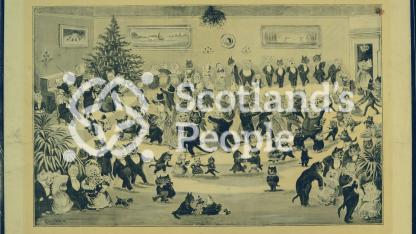 Cats' Christmas dance scene as published in the Illustrated Sporting and Dramatic News