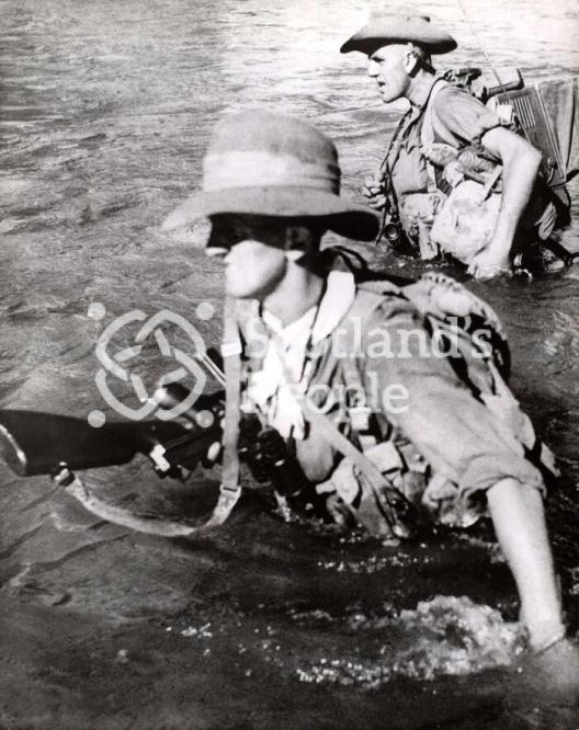 British soldiers fording river in Burma, 1944 British soldiers fording river in Burma, 1944