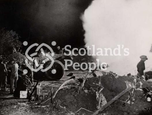 British howitzer firing, 1944-1945 British howitzer firing, 1944-1945