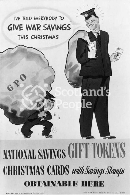 Cartoon of postmen advertising war savings, 1939-1945 Cartoon of postmen advertising war savings, 1939-1945
