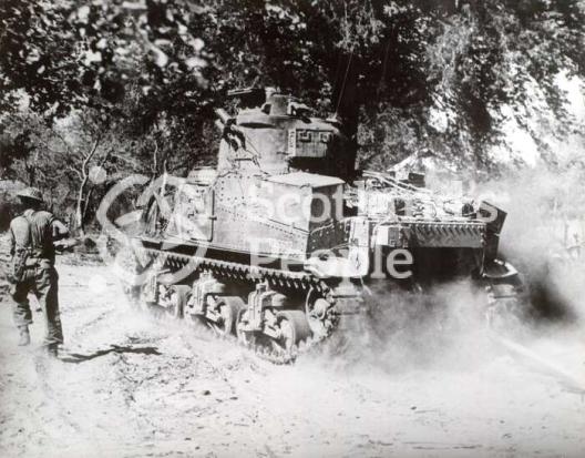 Tank and infantryman, Far East, c 1944 Tank and infantryman, Far East, c 1944