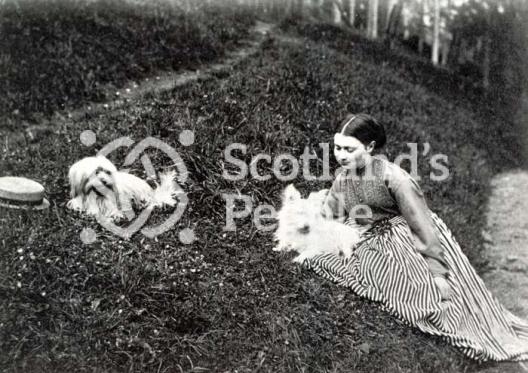 Young lady with terriers, Invercreran, 1866 Young lady with terriers, Invercreran, 1866