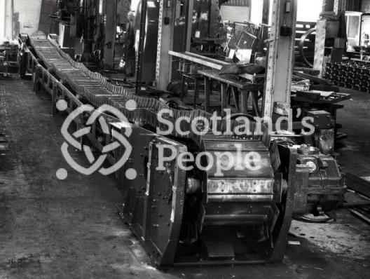 Conveyor belt in workshop, 1960s Conveyor belt in workshop, 1960s