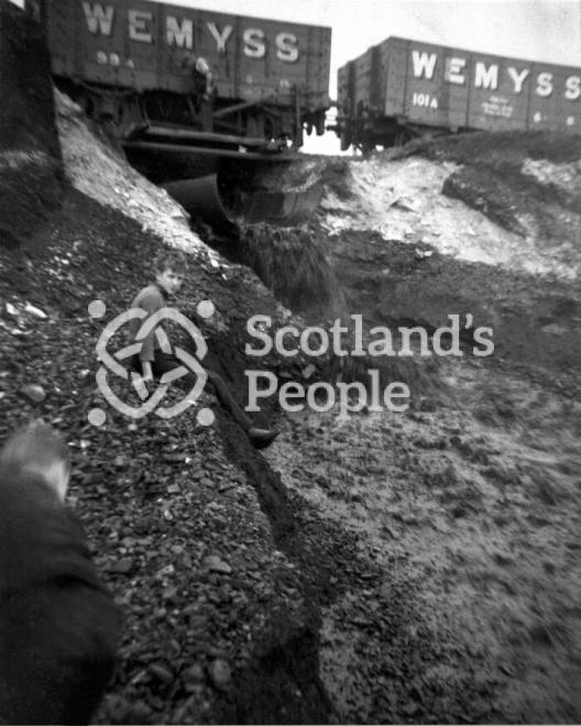 Boy on coal bing, Fife, 1935 Boy on coal bing, Fife, 1935