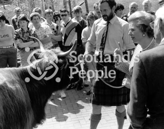Margaret Thatcher and Highland cow, 1988 Margaret Thatcher and Highland cow, 1988