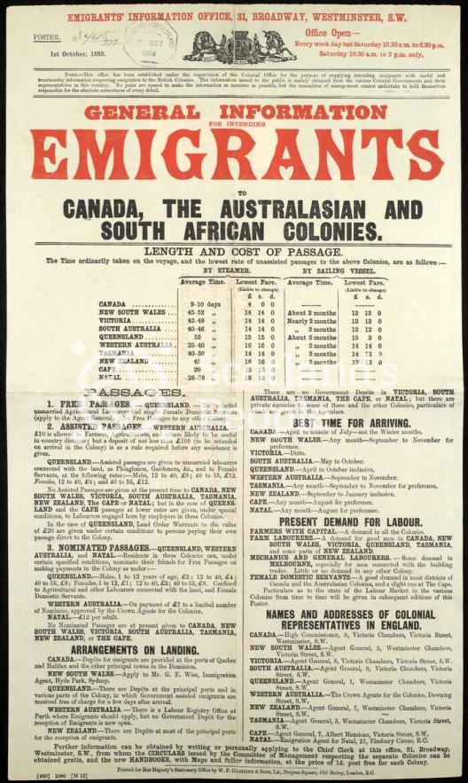 Emigration poster, 1888 Emigration poster, 1888