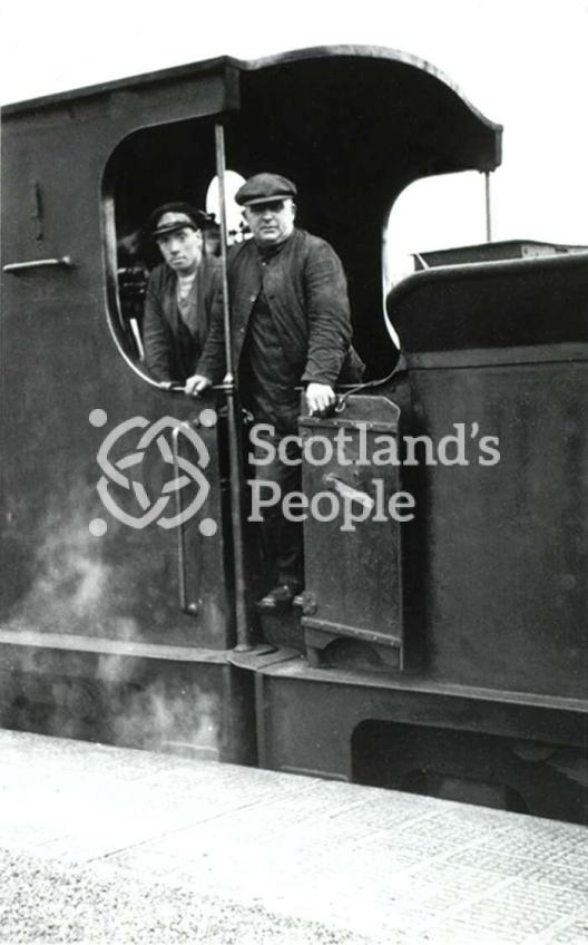 Driver and fireman in the cabin of their locomotive, 1933