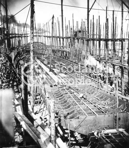 HMS Terrible, view of the keel under construction, 1894 HMS Terrible, view of the keel under construction, 1894