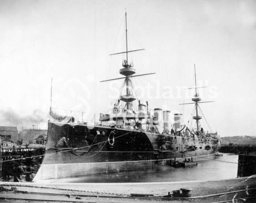 HMS Terrible, view of the port side from the bow end, 1895 HMS Terrible, view of the port side from the bow end, 1895