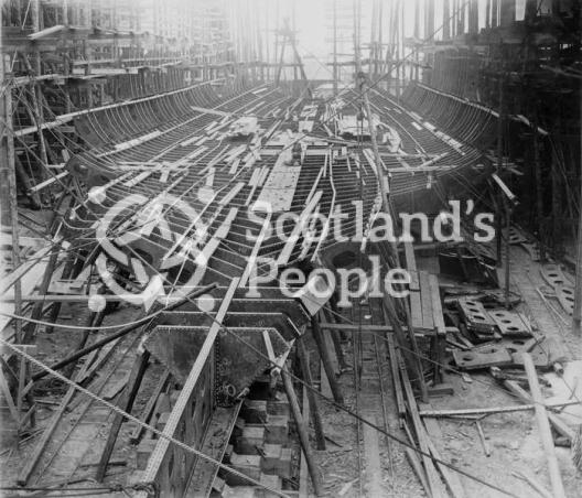 HMS Jupiter, view of the keel under construction 1894 HMS Jupiter, view of the keel under construction 1894