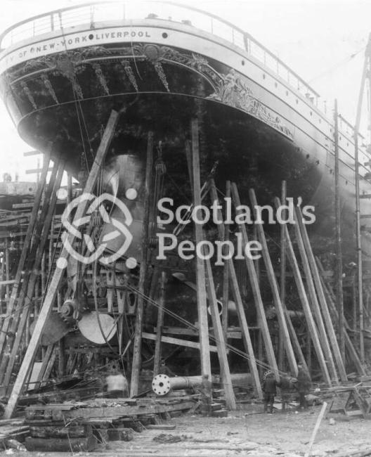 Stern of the SS City of New York under construction Stern of the SS City of New York under construction