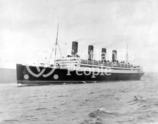 Cunard Line ocean liner RMS Aquitania on trial in the Firth of Clyde, 1913 Cunard Line ocean liner RMS Aquitania on trial in the Firth of Clyde, 1913