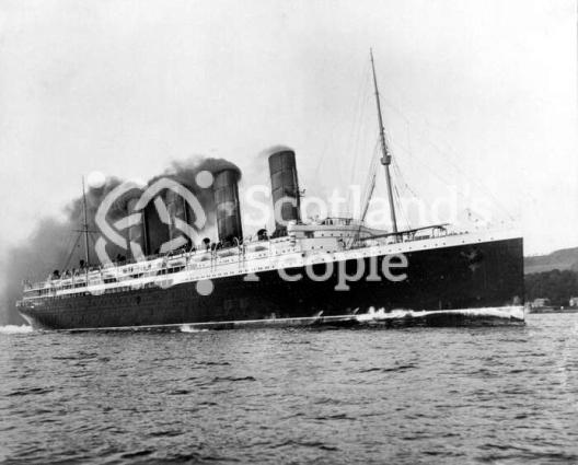 RMS Lusitania on sea trials in the Firth of Clyde, 1907 RMS Lusitania on sea trials in the Firth of Clyde, 1907