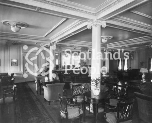 Cabin Lounge \"A\" Deck looking aft on the Canadian Pacific Line liners SS Montcalm & SS Montclare