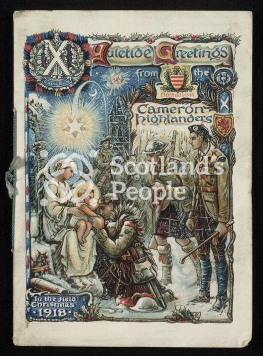 Cameron Highlanders Christmas card, 1918 Cameron Highlanders Christmas card, 1918