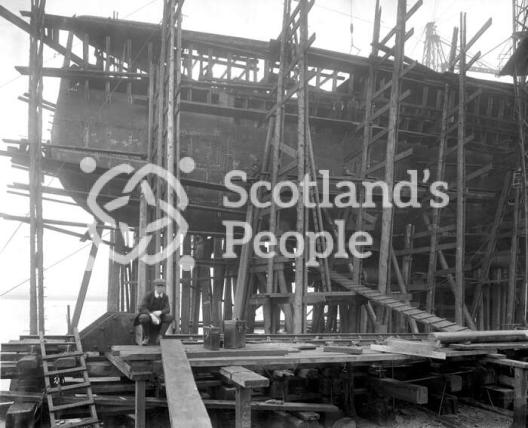 Stern of HMS Tiger under construction on the slip way Stern of HMS Tiger under construction on the slip way