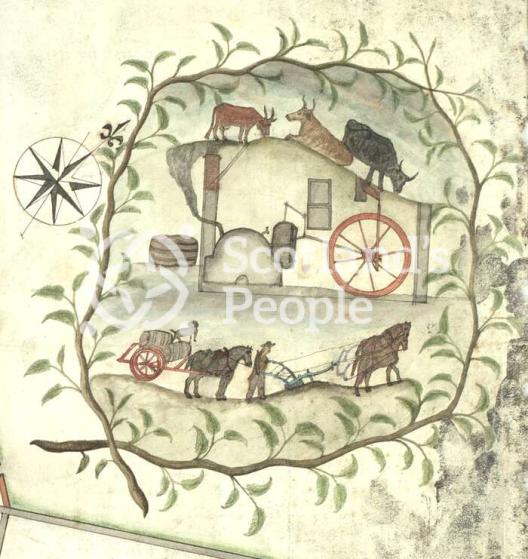 Vignette of distilling and farming, 1798 Vignette of distilling and farming, 1798