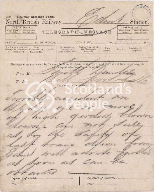 Tay Bridge disaster telegram Tay Bridge disaster telegram