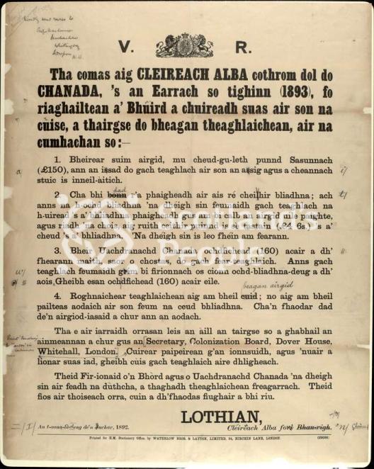 Gaelic colonisation and emigration poster