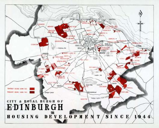 Plan of Edinburgh post-war housing developments