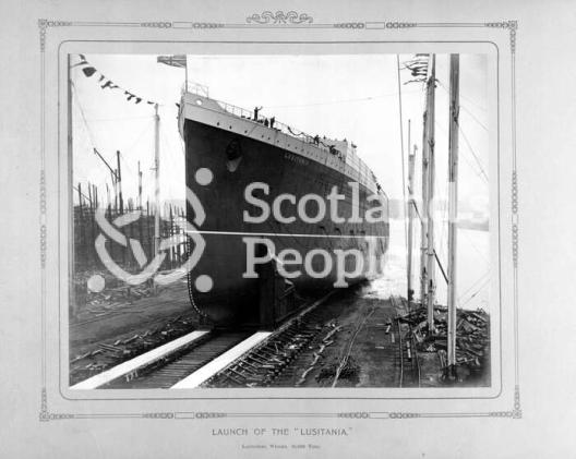 The launch of the ocean liner RMS Lusitania of the Cunard Line The launch of the ocean liner RMS Lusitania of the Cunard Line