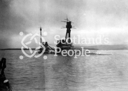 The German Derfflinger Class battlecruiser SMS Hindenburg half submerged at Scapa Flow after being scuttled on 21 June 1919 The German Derfflinger Class battlecruiser SMS Hindenburg half submerged at Scapa Flow after being scuttled on 21 June 1919