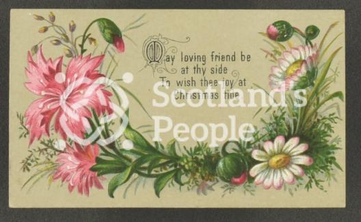 Christmas greetings card with floral motif