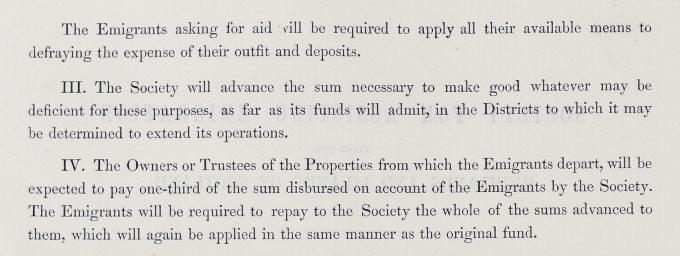 Extract from Rules for Assisting Emigration from the Highlands and Islands of Scotland