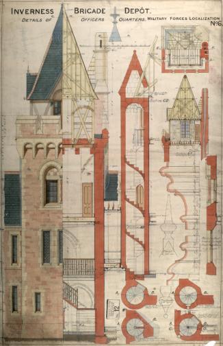 Image of an architectural drawing of Officers' Quarters, Inverness Brigade Depot, 23 Dec 1876 (National Records of Scotland, RHP41374)