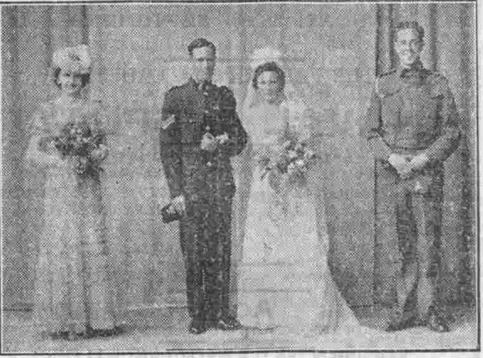 Bombardier Victor George Horton, Royal Artillery and Elizabeth Reid Duncan Jack on their wedding day.