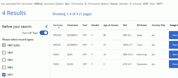 refined results appear after filtering