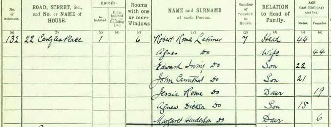 Jessie Rome Latimer 1911 census ScotlandsPeople_C1911_812_00_002_000_2_018Z 680