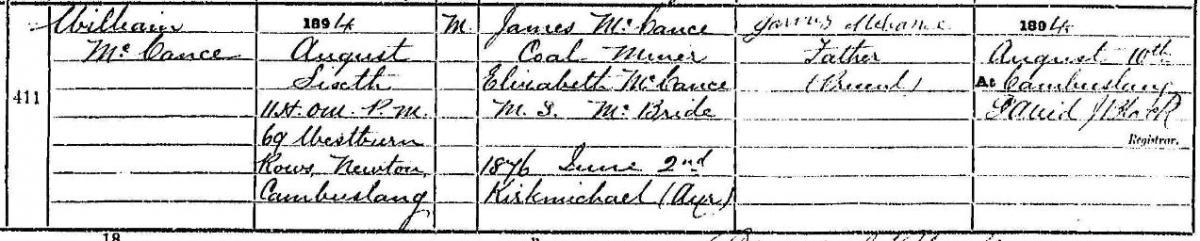 McCance birth 1894_1