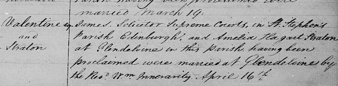 Valentine and Straton wedding entry 1833