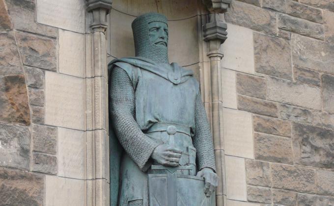 Detail of the sculpture of William Wallace at Edinburgh Castle by Alexander Carrick