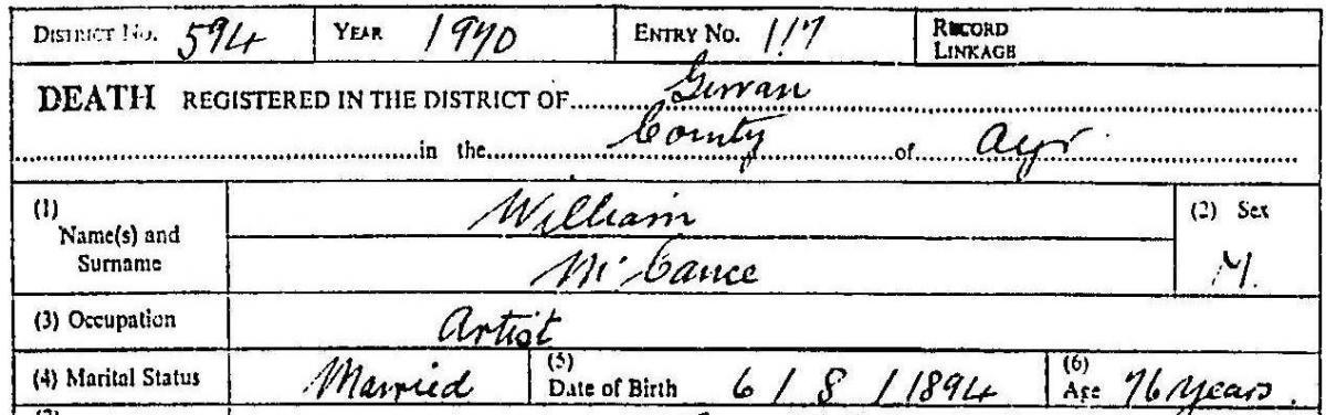 Wm McCance death entry detail