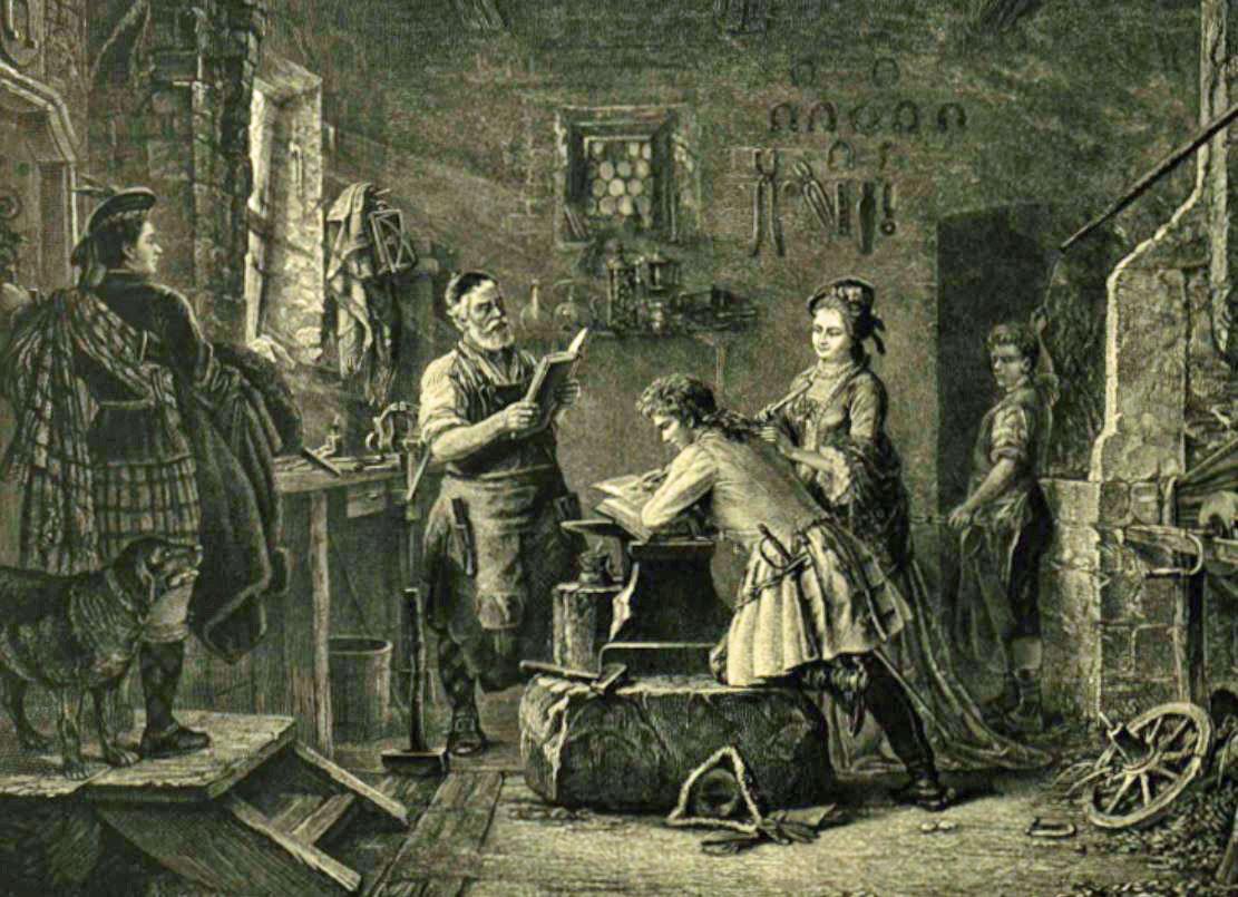 Marriage service at Grenta Green, 1881. Vasárnapi Újság, Public domain, via Wikimedia Commons