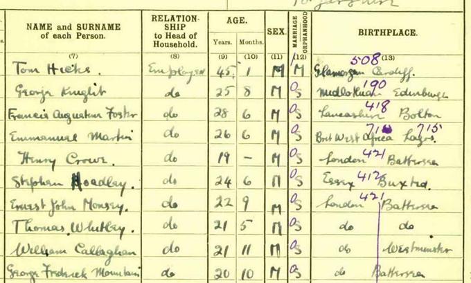Detail from the 1921 census enumerating George Knight. Crown copyright, National Records of Scotland, 1921 Census, 274/3/2 page 24