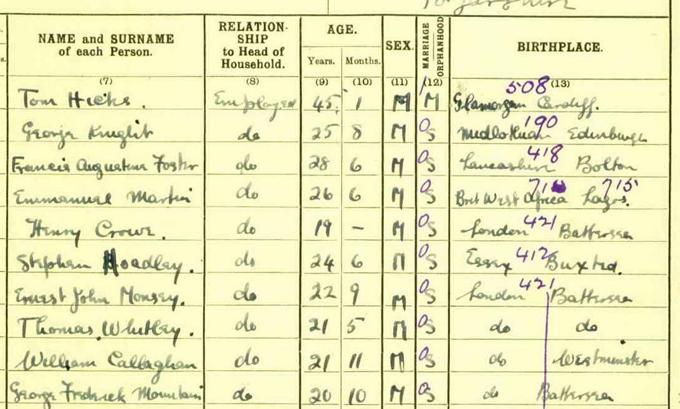 Detail from the 1921 census enumerating George Knight. Crown copyright, National Records of Scotland, 1921 Census, 274/3/2 page 24