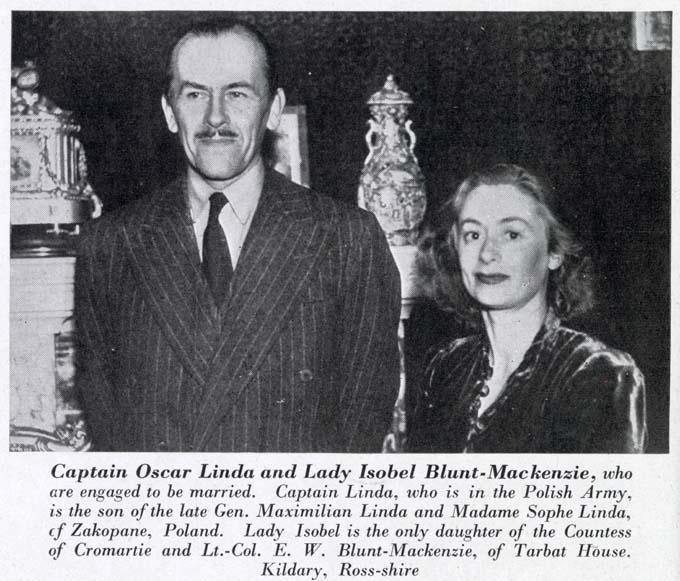 Captain Oscar Linda and Lady Isobel Blunt-Mackenzie’s engagement announced in The Tatler, Wednesday 15th October 1947. Credit: © Illustrated London News Ltd/Mary Evans